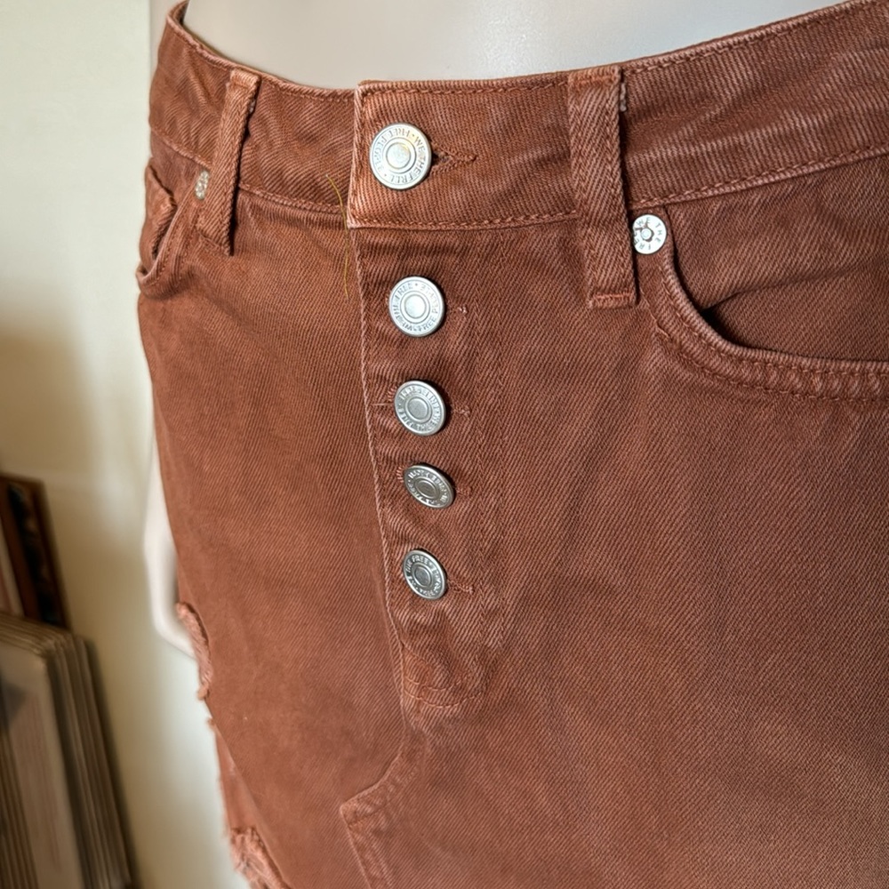 We the Free, Free People Distressed Boho Mini Skirt, size 28, rust brown - Picture 4 of 11